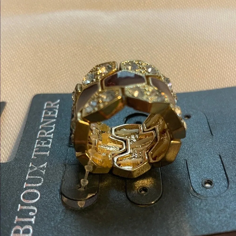 Bijoux Terner Gold and Dark Brown Hexagon Ring